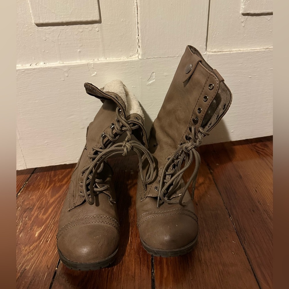 Fur lined combat boots